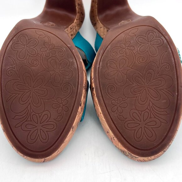 Eurosoft by Sofft Fayann Turquoise Cork Wedge Platform Heels Womens Shoes 10W - Picture 7 of 16